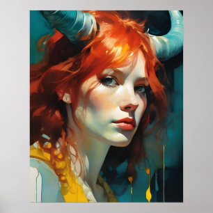 Rothaarige Horned Goddess Poster