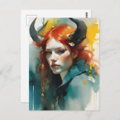 Rothaarige Horned Goddess Postkarte (Vorne/Hinten)