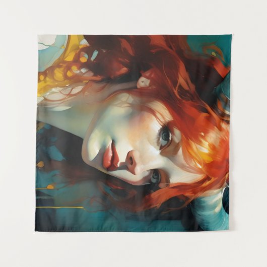 Rothaarige Horned Goddess Wandteppich (Vorderseite (Horizontal))