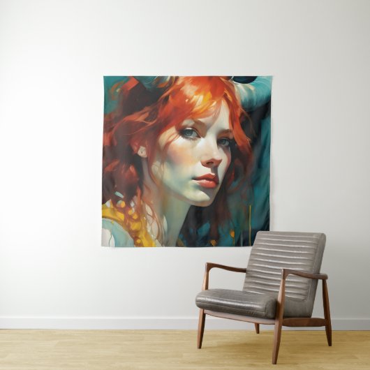 Rothaarige Horned Goddess Wandteppich (Beispiel)