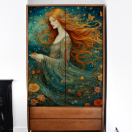 Rothaarige Mädchen mit Blume Seidenpapier