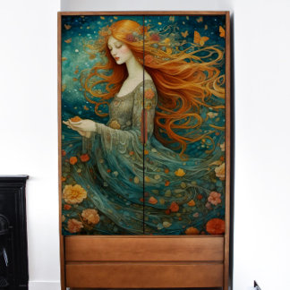 Rothaarige Mädchen mit Blume Seidenpapier