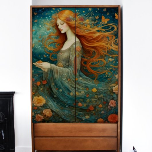 Rothaarige Mädchen mit Blume Seidenpapier