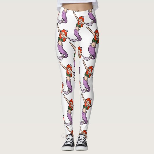rothaarige Meerjungfrau dabbing Leggings (Vorderseite)