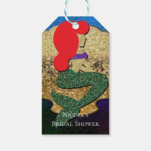 Rothaarige Meerjungfrau Golden Seashell Gastgesche Geschenkanhänger