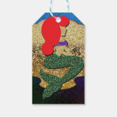 Rothaarige Meerjungfrau Golden Seashell Gastgesche Geschenkanhänger (Rückseite)