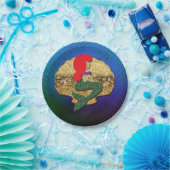 Rothaarige Meerjungfrau Golden Seashell Geburtstag Pappteller (Party)