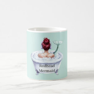 Rothaarige Meerjungfrau in der Wanne Kaffeetasse
