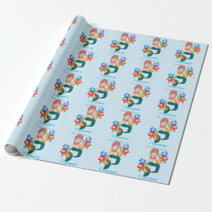 Rothaarige Meerjungfrau Prinzessin Thunder_Cove Geschenkpapier