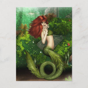 Rothaarige Mermaid Postkarte