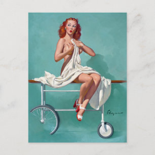 Rothaarige Patientin Pin Up Postkarte