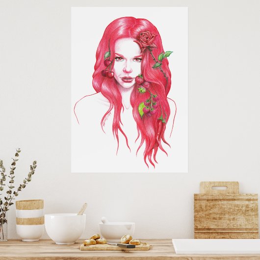 Rothaarige Portrait Surreal Fantasy Art Poster (Küche)