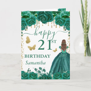 Rothaarige Prinzessin Grüne Kleid Geburtstag Karte