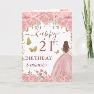 Rothaarige Prinzessin Roségold Kleid Geburtstag Karte