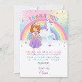 Rothaarige Prinzessin und Regenbogenunicorn zum Ge Dankeskarte (Vorderseite)