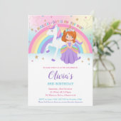 Rothaarige Prinzessin Unicorn Birthday Rainbow Einladung (Stehend Vorderseite)