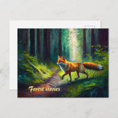 Rothaarige Schönheit auf der Jagd, Waldbewohner Postkarte (Vorne/Hinten)