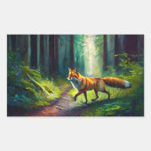 Rothaarige Schönheit auf der Jagd, Waldbewohner Rechteckiger Aufkleber (Vorderseite)