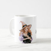 Rothaarige schwarze Katze Halloween Kaffeetasse (Vorderseite Links)