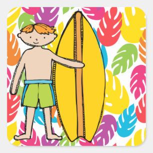 Rothaarige Surfer Boy Stickers