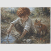 Rothaariger Junge Fuchs Walddecoupage Seidenpapier (Vorderseite)