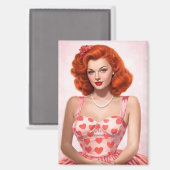 Rothaariger Magnet im Vintage-Stil zum Valentinsta (Vorderseite/Rückseite)