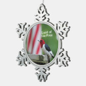 Rothaariger Specht Schneeflocken Zinn-Ornament (Rechts)