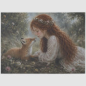 Rothaariges Mädchen Fox Meadow Decoupage Seidenpapier (Vorderseite)