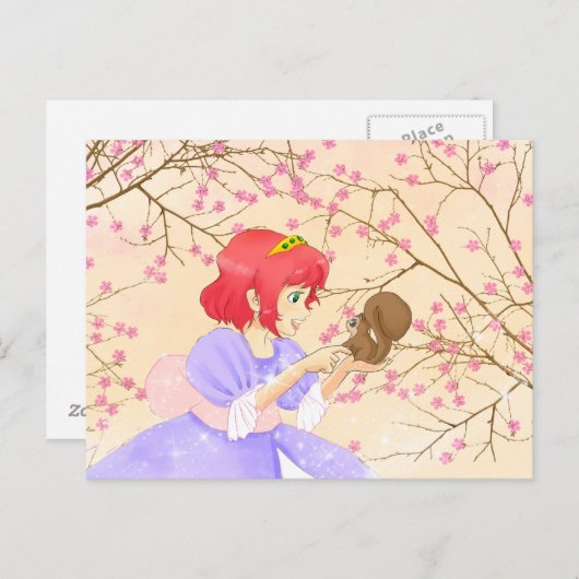 Rothaarprinzessin und Eichhörnchenbüchse Postkarte (Vorne/Hinten)