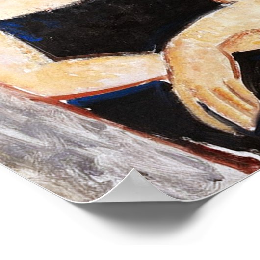 Rothaarweibchen mit einem Pendant, Modigliani Poster (Ecke)