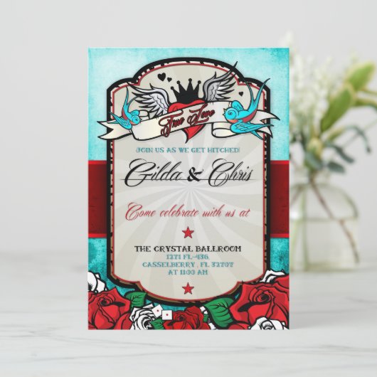 Rothabilly Einladung (Stehend Vorderseite)