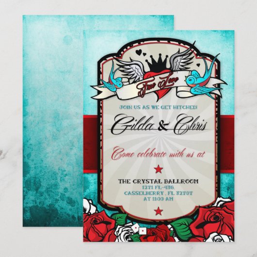 Rothabilly Einladung (Vorne/Hinten)