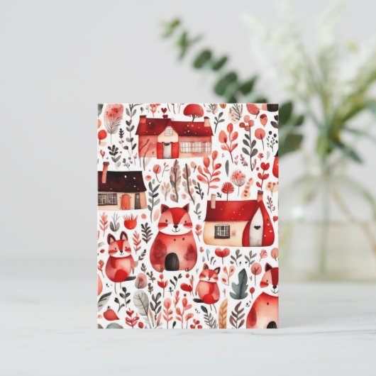 Rothäuser und Häuser niedliche Papierblätter (Stehend Vorderseite)