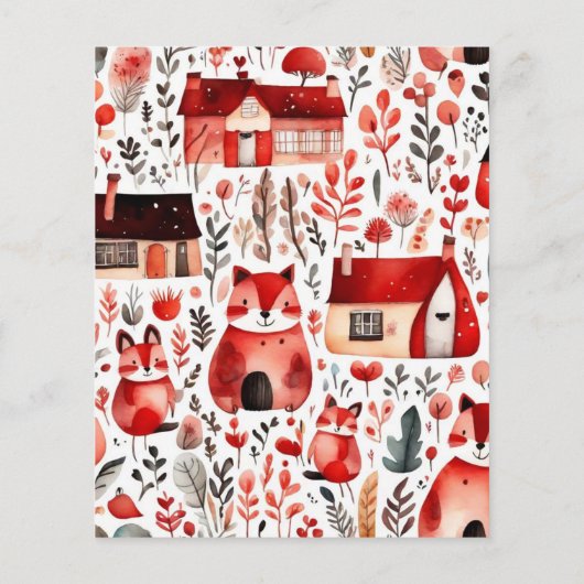 Rothäuser und Häuser niedliche Papierblätter (Rückseite)