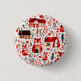 Rothäuser und Häuser niedliche Papierblätter Button