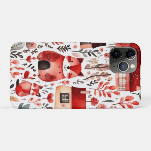 Rothäuser und Häuser niedliche Papierblätter Case-Mate iPhone Hülle (Rückseite (Horizontal))