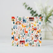 Rothäuser und Häuser niedliche Papierblätter Einladung (Stehend Vorderseite)