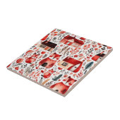 Rothäuser und Häuser niedliche Papierblätter Fliese (Seite)