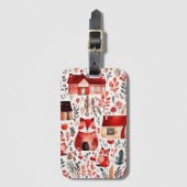 Rothäuser und Häuser niedliche Papierblätter Gepäckanhänger (Vorderseite Vertikal)