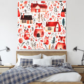 Rothäuser und Häuser niedliche Papierblätter Leinwanddruck (Insitu (Schlafzimmer))