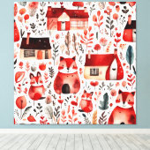 Rothäuser und Häuser niedliche Papierblätter Leinwanddruck (Insitu (Holzboden))