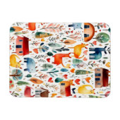 Rothäuser und Häuser niedliche Papierblätter Magnet (Horizontal)