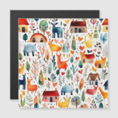 Rothäuser und Häuser niedliche Papierblätter Magneteinladung (Vorne/Hinten)