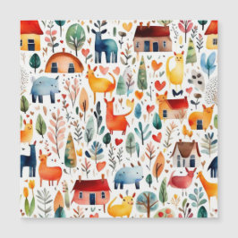 Rothäuser und Häuser niedliche Papierblätter Magneteinladung