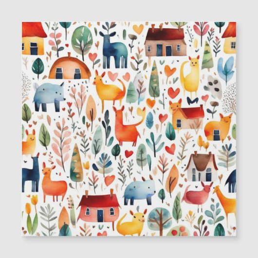 Rothäuser und Häuser niedliche Papierblätter Magneteinladung (Vorderseite)