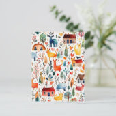 Rothäuser und Häuser niedliche Papierblätter Postkarte (Stehend Vorderseite)