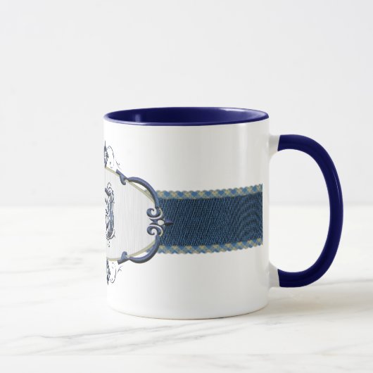 Rothenburg Blue Monogram Letter I Tasse (Rechts)