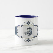 Rothenburg Blue Monogram Letter I Tasse (Zentrum)