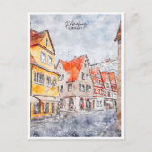 Rothenburg Deutschland Vintage Reise Aquarell Postkarte (Vorderseite)