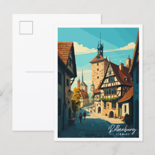 Rothenburg Deutschland vintage Reiseillustration Postkarte